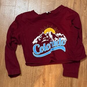 Red Colorado Graphic Cropped Long Sleeve
